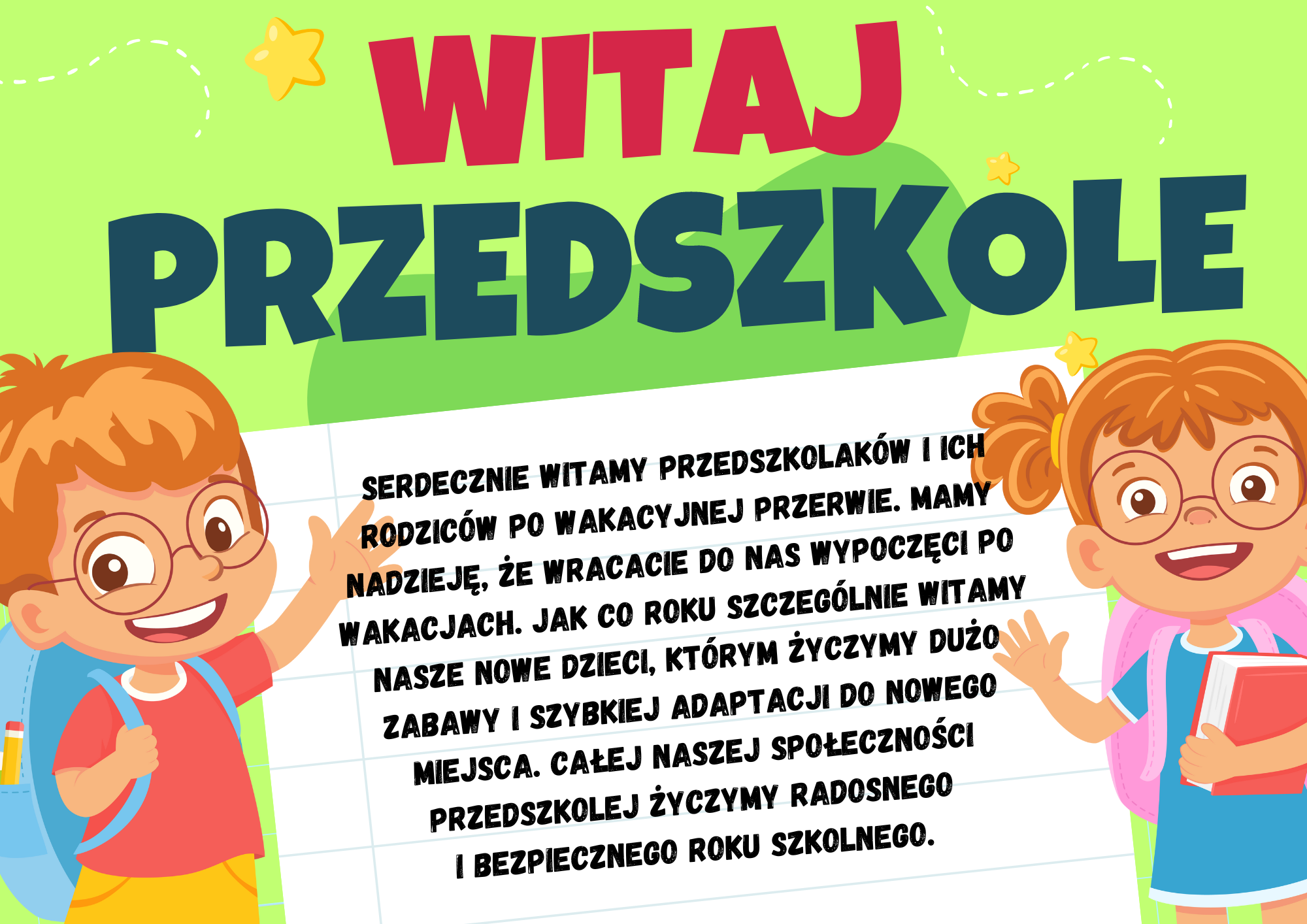 WITAJ PRZEDSZKOLE!