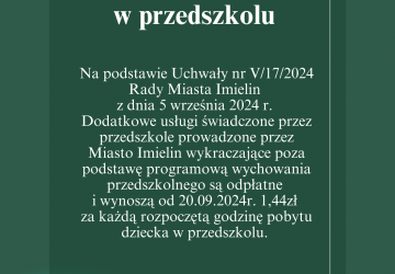 Zmiany w opłatach za świadczenie usług w przedszkolu