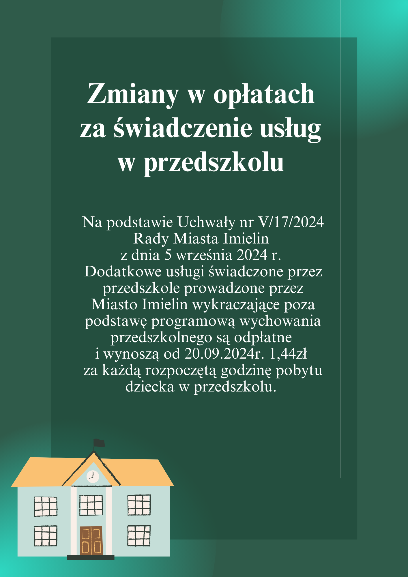 Zmiany w opłatach za świadczenie usług w przedszkolu